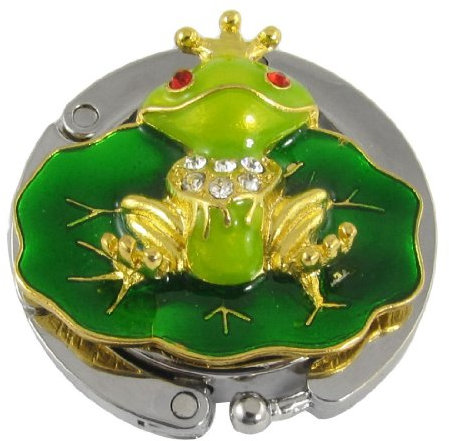 REFURBISHHOUSE R Gold Ton & Gruener Frosch Muster Beutel Handtasche Aufhaenger Haken Halter