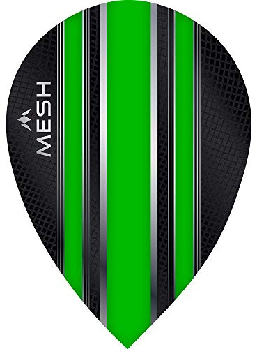 Mission Darts Mesh Dart Flights | 100 Micron UV Finish | Pear Shape, Green, 1 Set of 3 Flights (#_1xF2022)