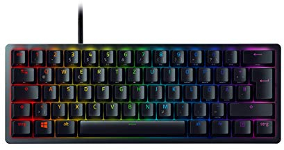 Razer Huntsman Mini (Purple Switch) - Compact 60% Gaming Keyboard (Clicking Optical-Mechanical Switches, Doubleshot PBT Keycaps, Removable USB-C Cable) QWERTZ DE Layout | Black