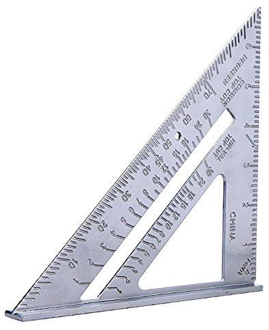 IKAAR Carpentry Square 7-Inch Aluminum Triangle Ruler - Metal Speed Square for Woodworking, 90 and 45 Degree Angles
