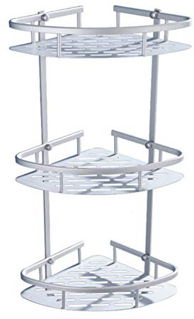 Healeved Mensola da Doccia Angolare - Alluminio Porta Oggetti da Bagno - Tre Strati Anti-Ruggine Porta Oggetti da Bagno per Shampoo Sapone Bagnoschiuma (Argento)