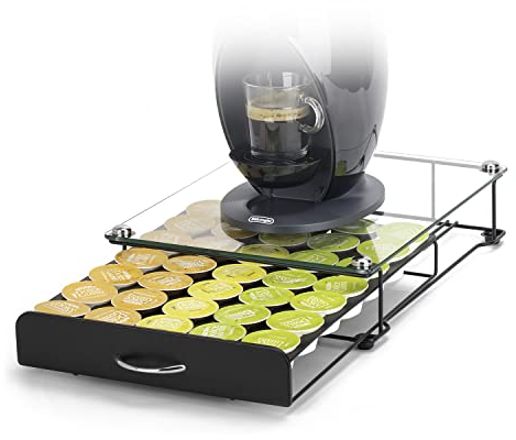 HiveNets Dolce Gusto Coffee Capsule Drawer Cafe Pod Holder Tempered Glass Organizer Holds 35 Pieces