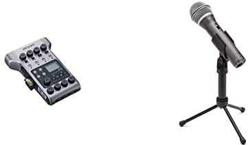 Zoom P4 PodTrack – Audio-Schnittstelle und tragbarer Recorder für Podcast & Samson Q2U Aufnahme- und Podcasting-Paket - Dynamisches USB/XLR-Mikrofon mit Zubehör