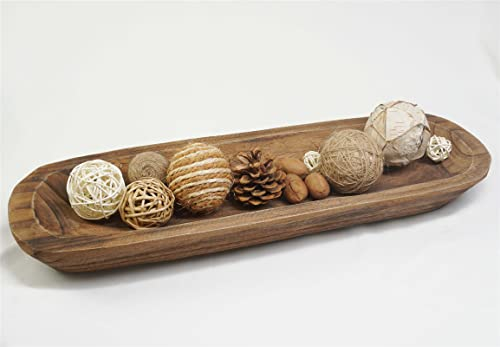 Xikangshun Rustic Wooden Dough Bowl for Decor, Handcrafted Paulownia Wood, 50×15×5cm, Decorative Bread Fruit Tray