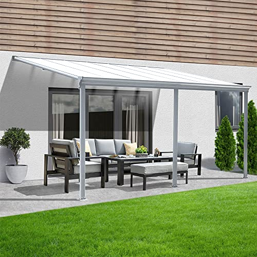 Home Deluxe - Terrassenüberdachung Solis Weiß, B/T/H: 434 x 303 x 226/278 cm - inkl. Hohlkammerplatten, Montagematererial I Carport Pavillion Pergola