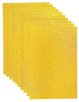 Filzstoff Glitzernde Bastelfilzstoffbögen mit 20 Farben zur Auswahl, 20 x 30 cm, 10 Stück/Packung for Party- und Feiertagsdekorationen (Color : Gold, Size : 20X30CM_150G)