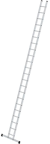 PROREGAL Sprossen-Anlegeleiter 350 mm breit mit Standard-Traverse | 22 Sprossen | Leiter, Teleskopleiter, Trittleiter, Bockleiter, Sprossen-Doppelleiter