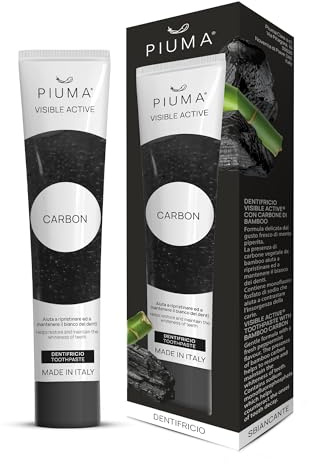 PIUMA Care Whitening Zahnpasta Reisegröße 75 ml mit Aktivkohle und Bambus – Toothpaste für Weiße Zähne, Gesundes Zahnfleisch, Pfefferminze, Zahnpasta Weisse Zähne Bleaching
