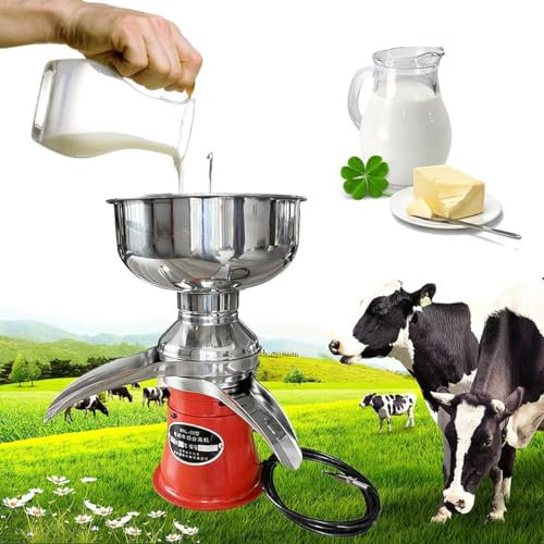 CYMYYDS Separatore Centrifugo per Panna, Centrifuga da Cucina con Separatore Elettrico per Panna da 50 L/H, Sgrassatore per Latte, Ideale per Burro, Panna E Latte Scremato,Red
