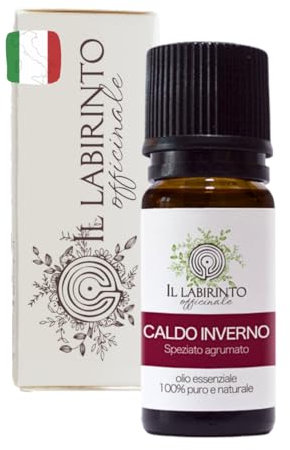 Miscela Oli Essenziali puri Caldo Inverno speziato agrumato Il Labirinto Officinale - Oli Essenziali Naturali - Olio essenziale per Diffusori e Umidificatori, Aromaterapia - 10ml
