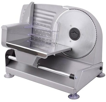 Aufschnittmaschine Brotschneidemaschine Allesschneider Aus Rostfreiem Edelstahl Einstellbare Schnittstärke 0-15 Mm Messer Mit Wellenschliff Ø 190 Mm Für Brot, Fleisch, Gemüse, Schinken, Käse 180W