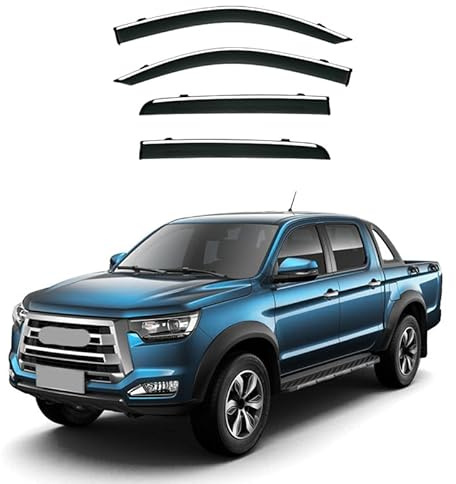 GuanLL Auto-Windabweiser für JAC Frison T8 MK1 2018+, Schwarz, Selbstklebend, Fahrzeugspezifische Passform