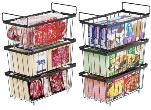 iSPECLE Chest Freezer Baskets - Stackable Wire Baskets for Kitchen, 6 Pack