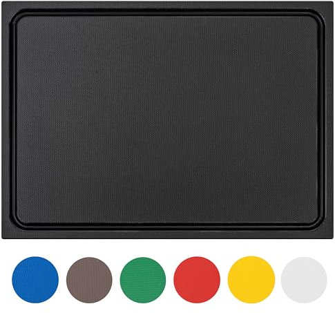 Morleos Schneidebrett Eco-Line Kunststoff spülmaschinenfest, extra schwer, messerschonend | ver. Farben & Größen | HACCP Gastro Küchenbrett | Schneidbrett mit Saftrille (Schwarz - black, 45x30x2 cm)
