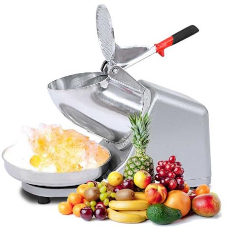 Electric Ice Crusher, Snow Cone Maker with Dual Stainless Steel Blades, Ice Crushing Machine for Home, Restaurant, and Commercial Use