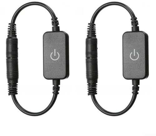 LED Lighting Enhancement Dual Pack of Touch Controlled Inline Dimmers Suitable for Standard DC Voltage Lights (Black)