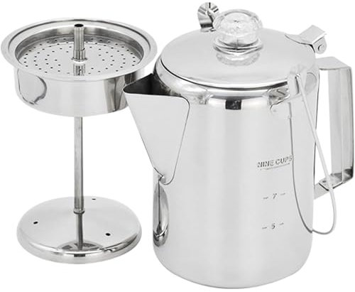ZDDOUS 1.2l Camping Coffee Pot, Stovetop Camp Maker Percolator with Clear Top Glass Knob, Camping Percolator for Stovetop Making Traveling Fast Brew