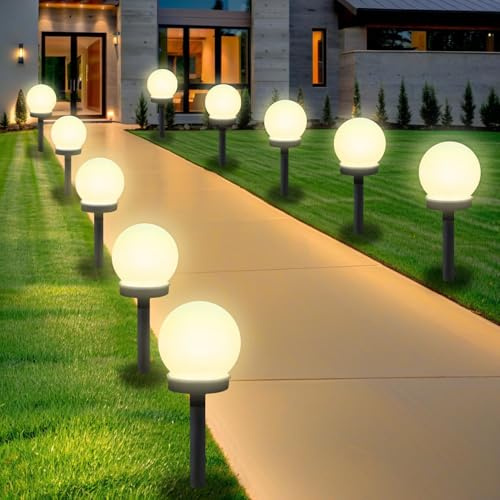 8 Stück Solarlampen für Außen Kugel,Solar Gartenleuchten für Außen,LED Gartenleuchten Solar Kaltweiss,Kugel Solar Lichterkette Aussen mit Warmweißem Licht,Solarleuchten für Außenbereich,Terrasse,Hof