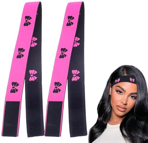 2 Wig Bands Adjustable Edge Laying Melt Band Black Pink | Adjustable wig bands help lay edges and keep wigs securely in place for a neat, comfortable fit.