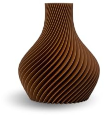 NATUMO Design 3D Vase Kunststoff „Bulba“– bruchsichere Blumenvase modern, Deko Vase mit skulpturaler Form (Braun, 12cm)