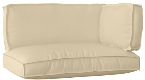 vidaXL Set de Cojines para palets de 3 Piezas Beige en Tela Oxford | Cojines Desmontables, Ideales para el Interior. Relleno de Fibra de poliéster cómodo, con una Textura Suave y Moderna. Son asient