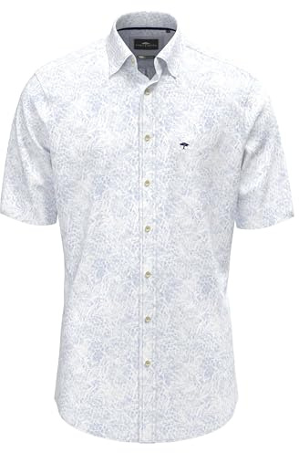 FYNCH-HATTON Camisa de manga corta de algodón con cuello kent, Summer Breeze, XL