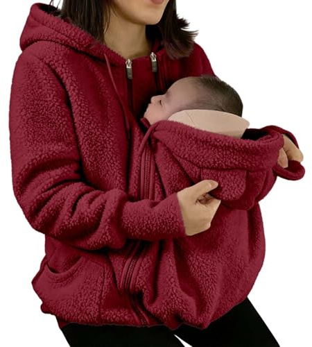 Generico Giacca da trasporto per mamma e bambino, calda giacca premaman con inserto per neonato, cappotto lungo al ginocchio, con coulisse regolabile, per gravidanza, autunno, inverno