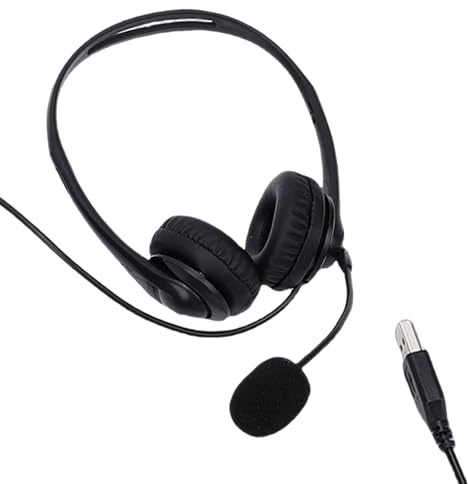 Plyisty Casque Filaire avec Micro, Casque USB avec Microphone Antibruit, Commande Intégrée, Bouton De Mise en Sourdine, Confort Tout Au Long Journée, pour Bureau, Centres D'appels
