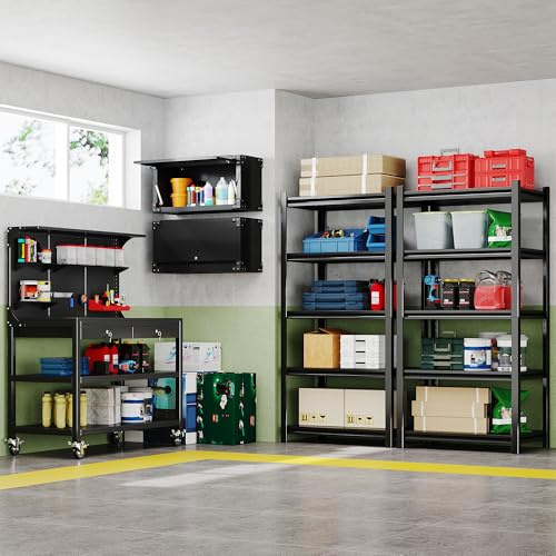 SUPEER 2*Schwerlastregal Metall 183x90x40 cm+2*Hängeschrank +1*Werkbank Metall