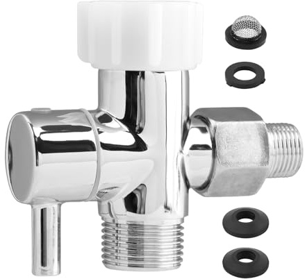 Bidet T Adapter with Shut Off Valve,3 Way T Valve for Bidet 7/8'' X 7/8'' X 1/2'',T-Adapter with Washers for Handheld Toilet,Shower Diverter Valve,Tee Connector Bidets Attachment for Toilet