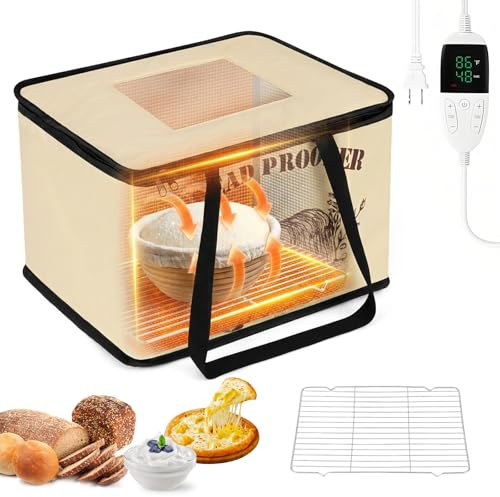 MidingChai 32L Calentado Sourdough Starter Kit con NTC Sensor y Rejilla Enfriamiento,Plegable Fermentadora de Pan con 10–55 °C Temperatura y 48 Horas Temporizador,para Pan,Pizza,Yogur,Arroz con Leche