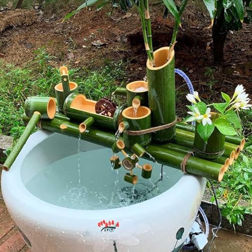 LVSEWOA Fontana in bambù per Interni - Decorazione da Giardino Giapponese con Pompa per laghetto e Acquario da Cortile