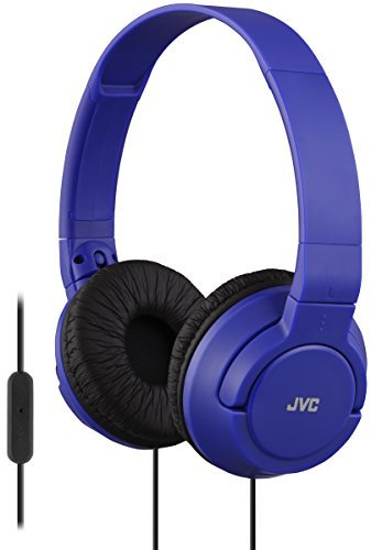 JVC Lightweight Flat Foldable On Ear Colorful Lightweight Foldable Headband with Mic, Blue (HASR185A)