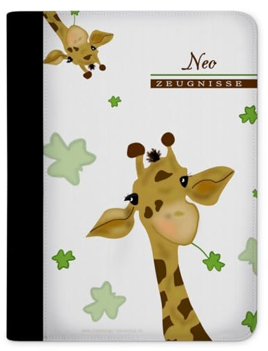 CreaDesign Customize A4 Zeugnismappe für Kinder - 26.7 x 32.7 x 1 cm, erweiterbar auf bis zu 20 Fächer, Sichtbuch ohne Klarsichthüllen, Giraffe Design, Dokumentenmappe für Schüler