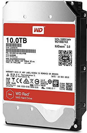 Western Digital 10TB WD Red NAS Internal Hard Drive - 5400 RPM Class, SATA 6 Gb/s, CMR, 256 MB Cache, 3.5 - WD100EFAX (Old Version)