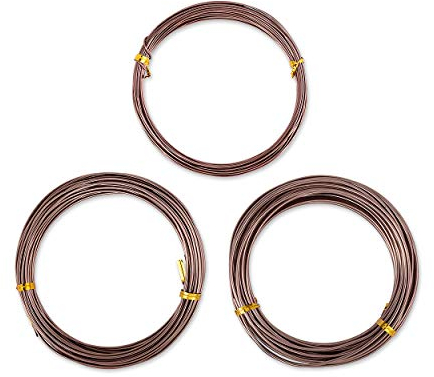 SCSpecial 3 pezzi 10m Bonsai Wire Craft Bonsai in alluminio con filo metallico Strumenti di formazione (1,0 mm / 1,5 mm / 2,0 mm, 10 m per ogni dimensione) (Marrone)