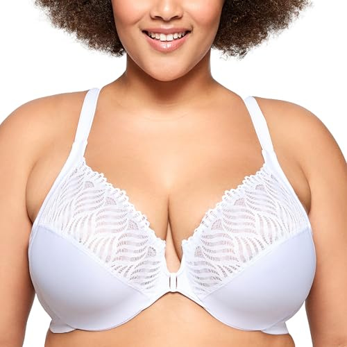 Glamorise Front-Closure T-Back Wonderwire Underwire Bra 1246 (Women's & Women's Plus) White