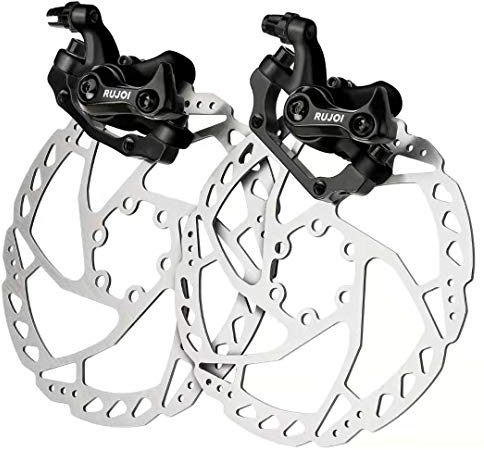 RUJOI Kit de Frein à Disque de vélo, étrier en Aluminium Avant et arrière, Rotor de 160 mm, ajusteur mécanique sans Outil pour vélo de Route, VTT