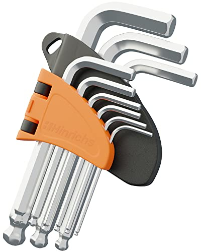 Hinrichs 9 tlg. Innensechskantschlüssel Satz Metrisch - Innensechskant Satz mit Kugelkopf - Sechskantschlüssel Set Fahrrad - korrosionsbeständiges Schlüssel Set – Hex Key, Allen Keys
