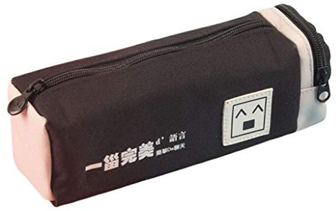 Mäppchen Creative-Bleistift-Kasten-einfacher Entwurfs-Art-Reißverschluss-Bleistift-Tasche Pen Holders Schulbedarf Briefpapier-Bleistift-Box Junge Mädchen (Color : Black)