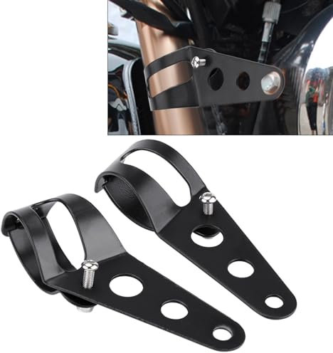 Yafa pour fixation phare moto Support de montage de fourche 35-43mm support de montage de phare de moto Kit de pince de Tube de fourche pour Chopper Cafe Racer(noir)