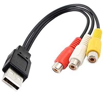 Aukson D43 USB 2.0 auf 3RCA Kabel – USB A auf 3 Cinch AV Adapter – Audio Video Kabel für Camcorder, DVD, TV, PC, Monitor – 30 cm