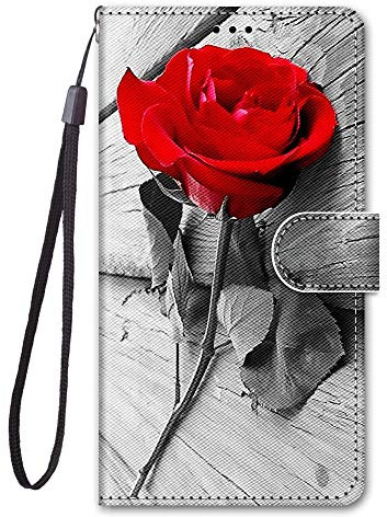 Nodigo für Samsung Galaxy S9 Leder Hülle Magnetisch Kickstand mit Kartenfach 360 Grad Tier Muster Motiv Lustig Design Silikon Hüllen Handyhülle Wallet Tasche Case Mädchen Damen - Rose