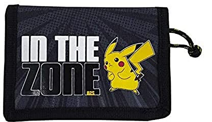 Pokémon - Monedero, Cartera con Cremallera y Velcro, Billetera Color Negro (CyP Brands)