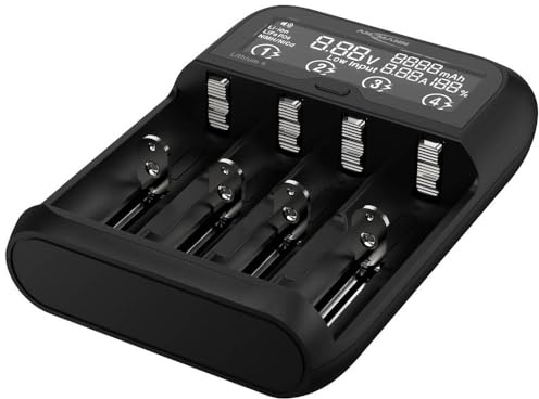 ANSMANN Universal Akku Ladegerät für 18650 26650 22650 18500 14500 und NiMH AA/AAA/Baby C - Lithium 4 Universal Ladegerät für Lithium Ionen Batterie und NiMH, Schwarz, 1001-0122