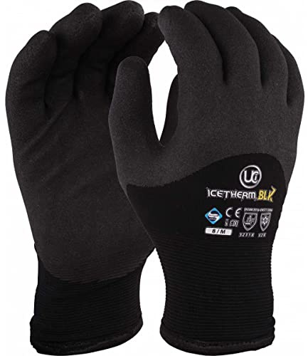 UCI ICETHERM-BLK Thermal Insulated 3/4 HPT Coated Cold Work Gloves Winter Freezer (9 / Large)