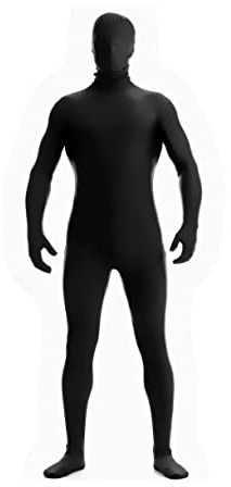 JZK S 160CM Disfraz Segunda Piel para 150 a 161 cm (menos 60 kg) mujeres adultos niños, traje chroma negro, halloween disfraz de sombra cuerpo entero con cabeza carnaval