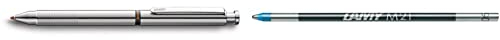 LAMY st tri pen Multifunktionsschreibgerät 745 – aus Edelstahl – Mit Kugelschreiber-Mine M 21 schwarz + rot und Druckbleistift-Mine M 41 (0,5) HB & M 21 Mine 803 – Kugelschreiber-Mine aus Metall, Blau