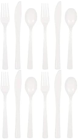 Assorted Plastic Reusable Cutlery Set 36 Pcs, Pack of 36 (White)