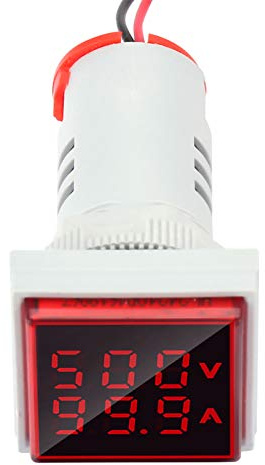 Amperometro Montaggio A Pannello 12 Volt Amp Meter Sensore Ad Effetto Hall LED in Plastica Display Digitale Indicatore del Misuratore di Corrente della Tensione CA 22 Mm 0 100 A (Rosso)